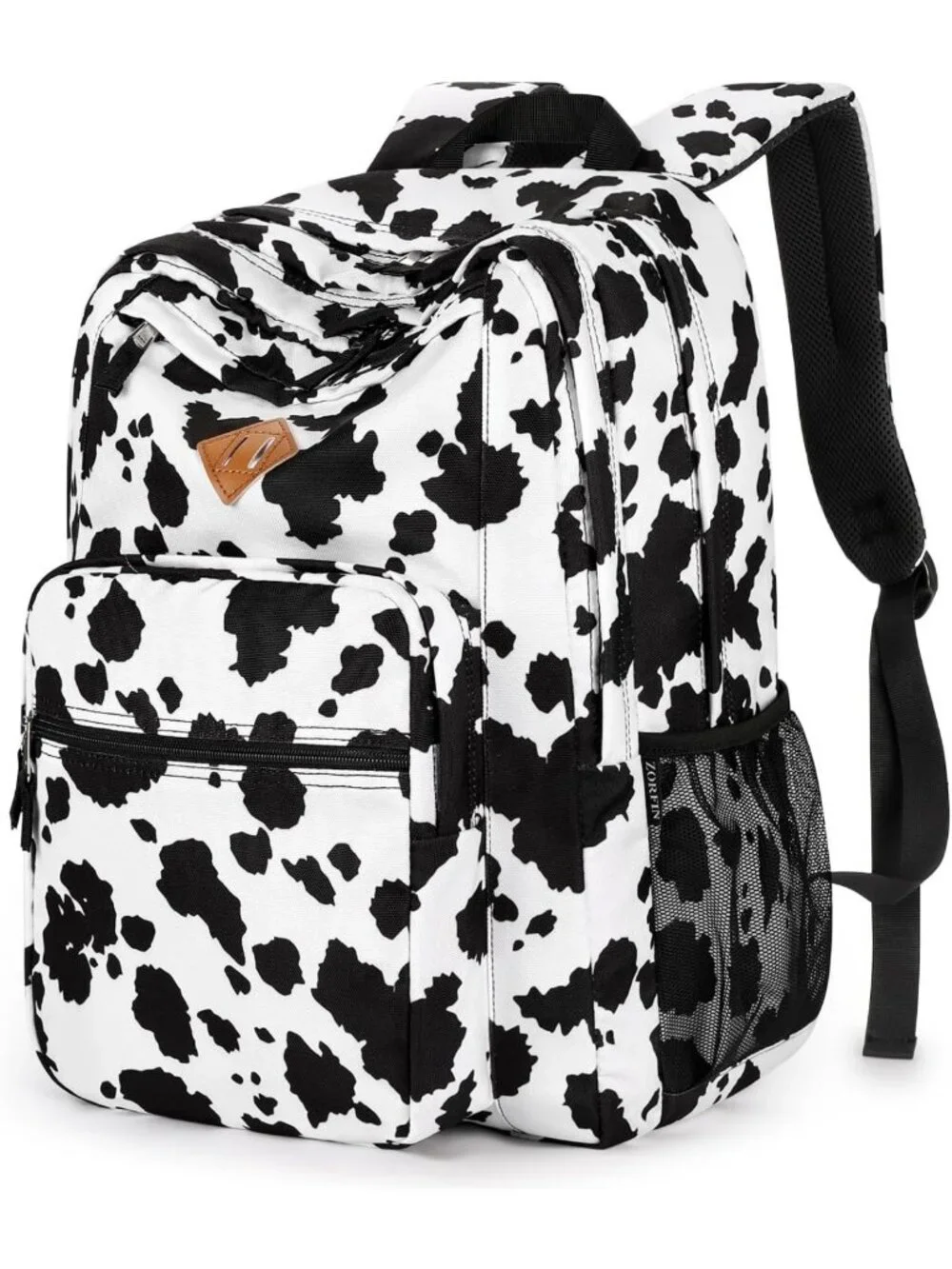 Stylish 26L Water-Resistant Backpack for College & Travel - Black Cow Print